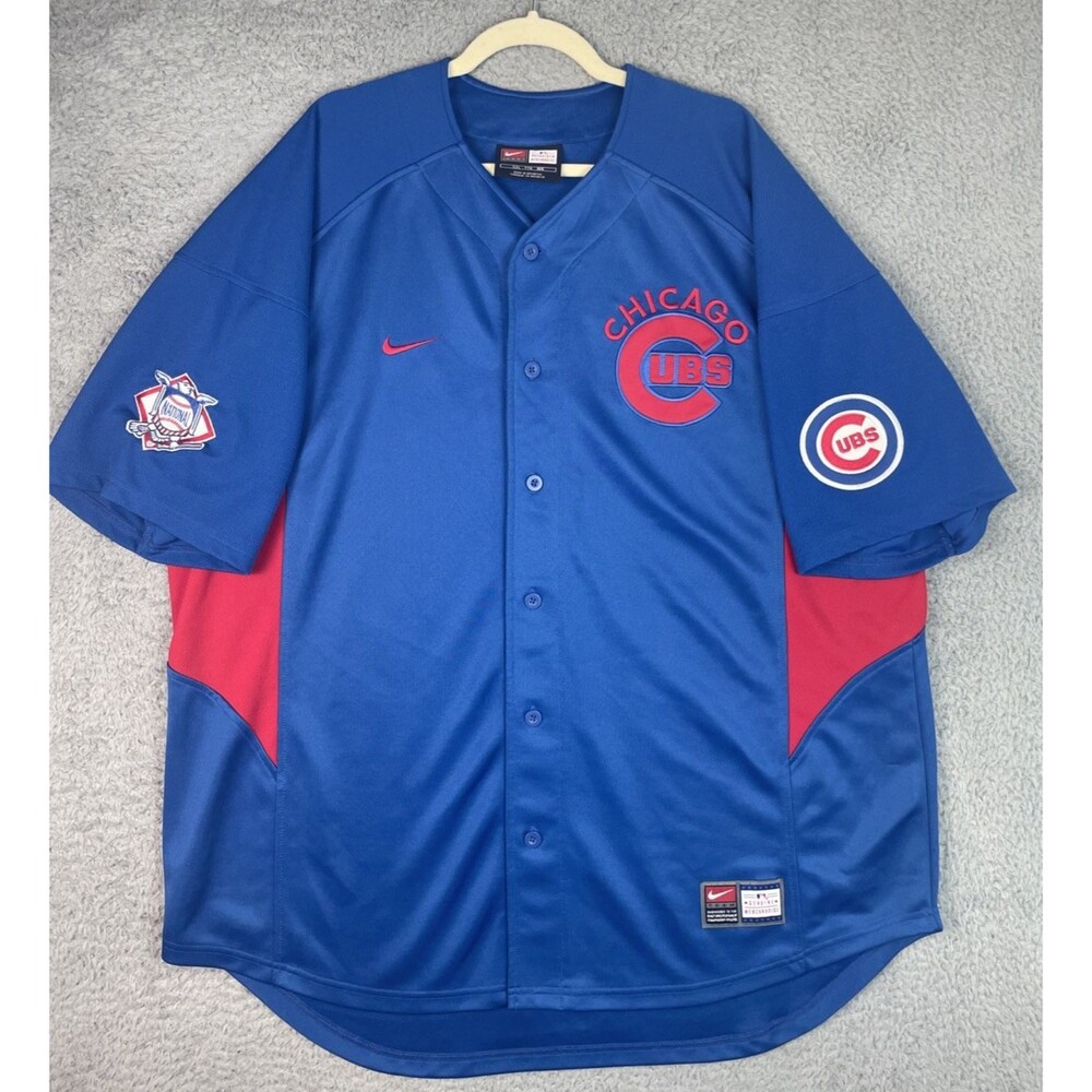 Vintage Nike Jersey Chicago Cubs Mens 2XL 54 Blue National League Patch MLB EUC